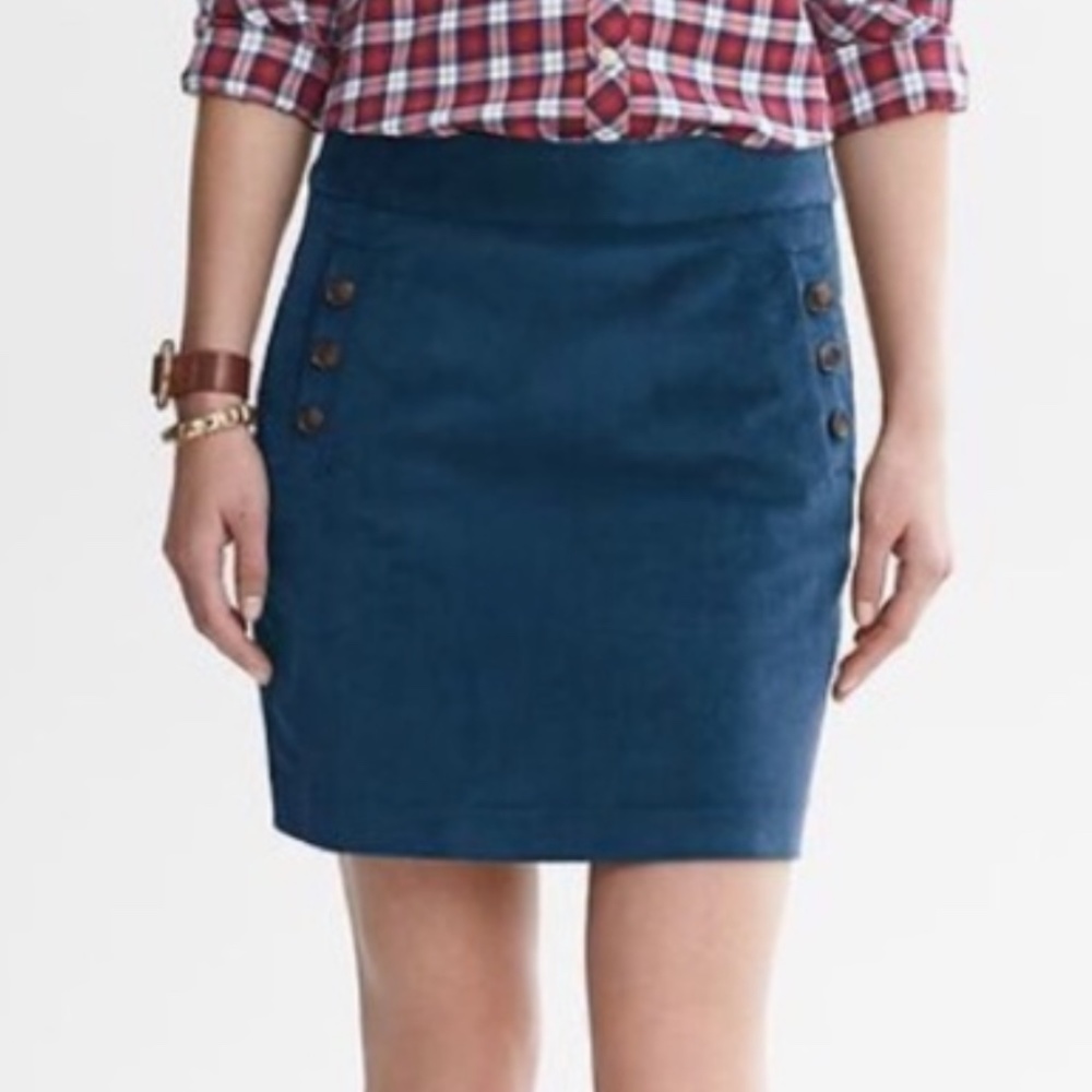 Banana Republic Mini Pencil Skirt Navy Corduroy Size 0